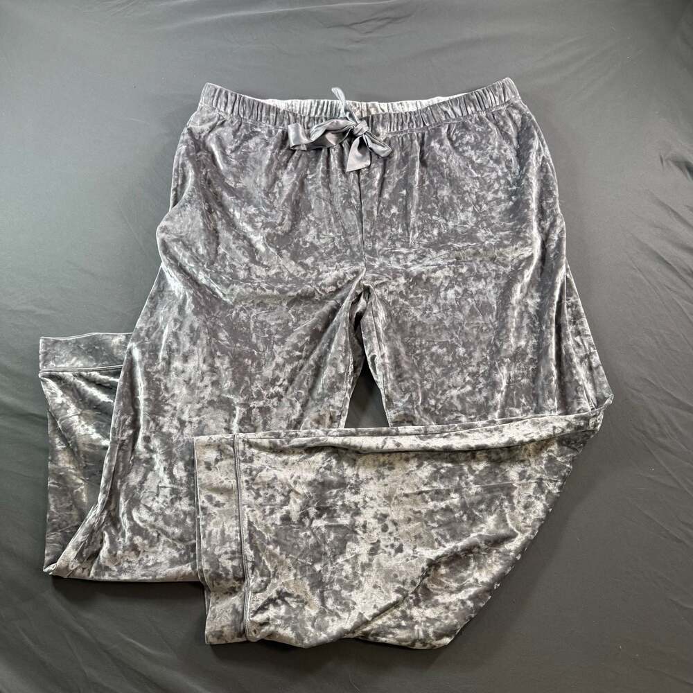 Lord & Taylor Crushed Velvet Pajama Pants Womens XXL Gray Silver Lounge